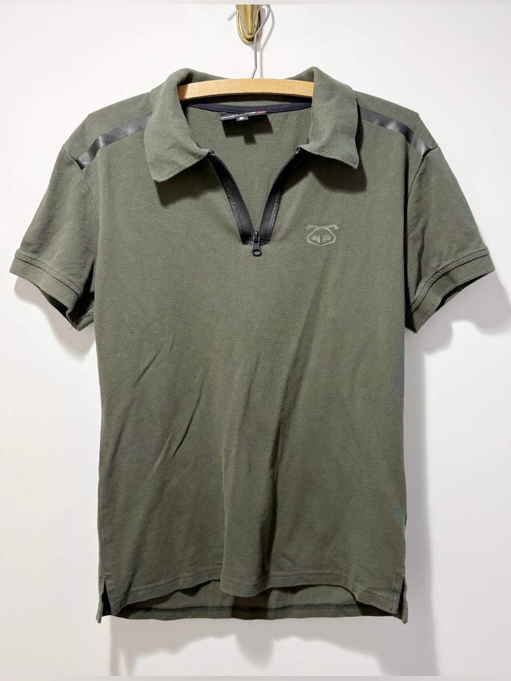 Nasty Pig Core Polo Shirt Size Small Olive Green Zip Up Closure Army Green